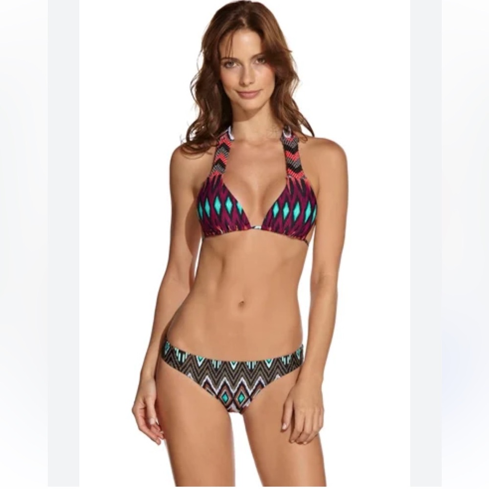 OndadeMar Ikat Aztec Beaded Braided Bikini L